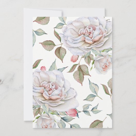 モダンエレガント《キリスト教》洗礼式や命名式 |デリケートなフローラバック 招待状 (裏面)