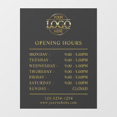 モダンエレガント グレー ゴールド | 営業時間 ウィンドウサイン (シート)