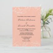 モダンエレガント コーラル ホワイト フラワー ウェディング 招待状 (スタンド正面)
