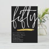 モダンエレガント ゴールドブラシストローク 50歳の誕生日 招待状 (スタンド正面)