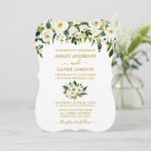 モダンエレガント ゴールド グリーン ホワイト フラワー ウェディング 招待状 (スタンド正面)