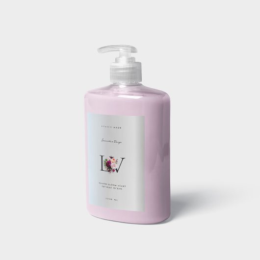 モダンエレガント シルバー モノグラム フローラル ローズ ビューティ フードラベル