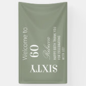 モダンエレガント シンプル 60歳の誕生日パーティー ウェルカム 横断幕 (縦)
