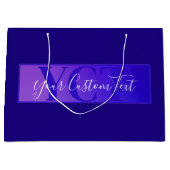 モダンエレガント スクリプトネーム & モノグラム オンブレ パープル ラージペーパーバッグ (正面)