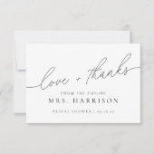モダンエレガント スクリプト ブライダルシャワー サンキューカード (正面)