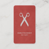 モダンエレガント スタイリッシュ テクスチャーレッド 美容師 名刺 (正面)