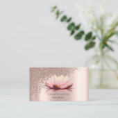 モダンエレガント　スタイリッシュ　ローズゴールドダイヤモンド　水連 名刺 (スタンド正面)