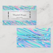 モダンエレガント,ストライプ紙吹雪,ホログラフィック 名刺 (正面/裏面)