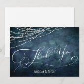 モダンエレガント タイプ & ライト ブルー グリーン ティール ボケ サンキューカード (正面/裏面)