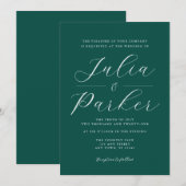 モダンエレガント タイポグラフィ エメラルドグリーン ウェディング 招待状 (正面/裏面)