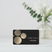 モダンエレガント，ドット，黒 名刺 (スタンド正面)