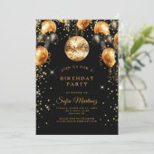 モダンエレガント バースデーパーティー ブラックゴールド 招待状 (スタンド正面)