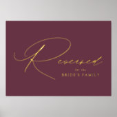 モダンエレガント パープルとゴールドの箔押し予約サイン 箔ポスター (正面)