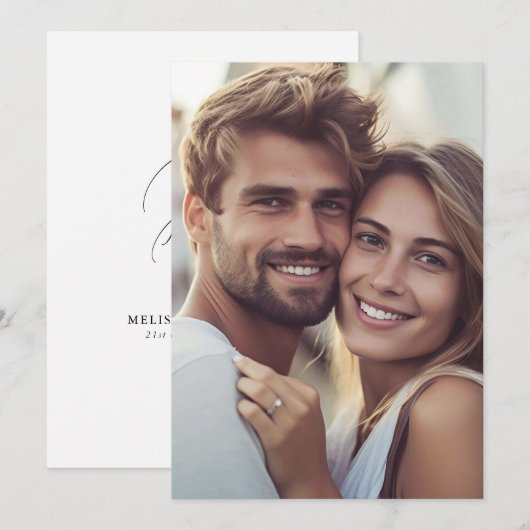 モダンエレガント フォトモノグラム ウェディング 招待状 (正面/裏面)
