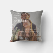 モダンエレガント ブラックアンドホワイト フォトウェディング クッション (裏面)