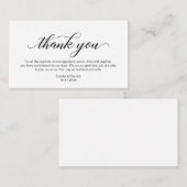 モダンエレガント ブラックカリグラフィー ウェディング サンクス エンクロージャーカード (正面/裏面)