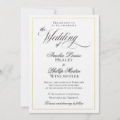 モダンエレガント ブラックゴールド フォイル ウェディング 招待状 (正面)