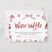 モダンエレガント ブラックボウ ワインラッフルゲームチケット 招待状 (正面)