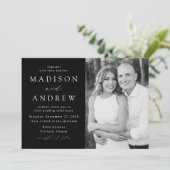 モダンエレガント ブラック＆ホワイト フォトウェディング 招待状 (スタンド正面)