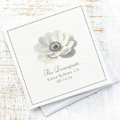 モダンエレガント ブラック&ホワイト フラワーウェディング スタンダードカクテルナプキン