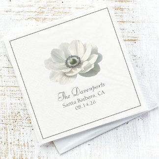 モダンエレガント　ブラック＆ホワイト　フラワーウェディング スタンダードカクテルナプキン