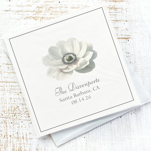 モダンエレガント　ブラック＆ホワイト　フラワーウェディング スタンダードカクテルナプキン