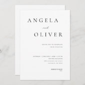 モダンエレガント ブラック＆ホワイト ミニマル ウェディング 招待状 (正面/裏面)