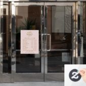 モダンエレガント ブラッシュピンク | 営業時間 ウィンドウサイン (オフィスドア)