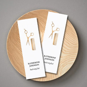 モダンエレガント　ホワイトフェイクゴールド　ハサミ　コーム スキニー名刺