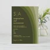 モダンエレガント ボーホー サージュグリーン カジュアルウェディング 招待状 (スタンド正面)