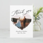 モダンエレガント ミニマル ラブハート ウェディング サンキューカード (スタンド正面)