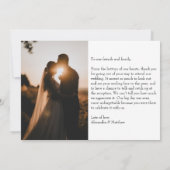 モダンエレガント ミニマル ラブハート ウェディング サンキューカード (裏面)