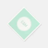 モダンエレガント ミントグリーンテンプレート モノグラム スタンダードカクテルナプキン (角)