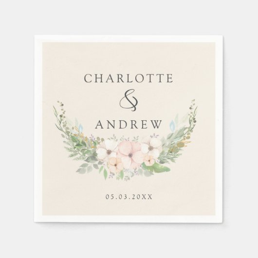 モダンエレガント・ユーカリ結婚プス スタンダードカクテルナプキン (正面)