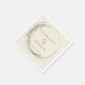 モダンエレガント，ユーカリ，ベージュ結婚ス スタンダードカクテルナプキン (角)