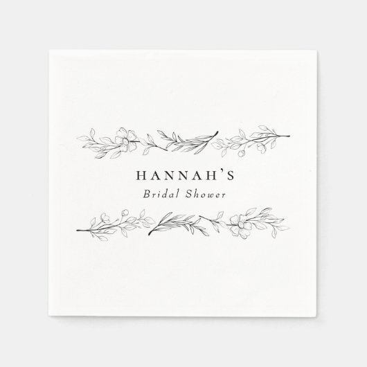 モダンエレガント ワイルドフラワー フラワーブライダルシャワー スタンダードカクテルナプキン (正面)