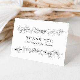 モダンエレガント ワイルドフラワー フラワーベイビーシャワー サンキューカード