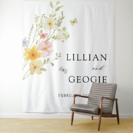モダンエレガント ワイルドフラワー 春夏 ウェディング タペストリー