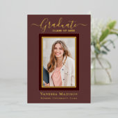 モダンエレガント |写真卒業のお知らせ 箔招待状 (立ち正面)