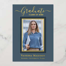 モダンエレガント |写真卒業のお知らせ 箔招待状