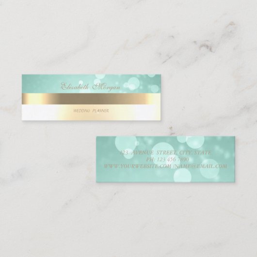 モダンエレガント《写真》ぼけ味フェイク,金ゴールド スキニー名刺 (正面/裏面)