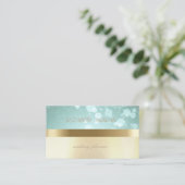 モダンエレガント《写真》ぼけ味フェイク,金ゴールド 名刺 (スタンド正面)