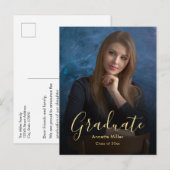 モダンエレガント 卒業 写真追加 アナウンスメント ポストカード (正面/裏面)