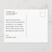 モダンエレガント 卒業 写真追加 アナウンスメント ポストカード (裏面)
