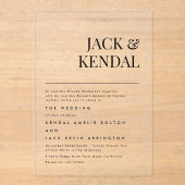 モダンエレガント |編集可能な名結婚前 アクリル招待状 (正面)