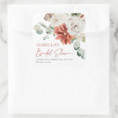 モダンエレガント 赤い冬のクリスマス ブライダルシャワー スクエアシール (バッグ)