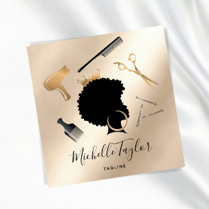 モダンエレガントAfro American Woman スクエア名刺