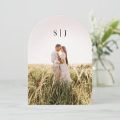 モダンエレガントArch Shape Photo Monogram結婚's 招待状 (スタンド正面)