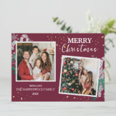 モダンエレガントBeres Christmas Family 2 Photo シーズンカード (スタンド正面)