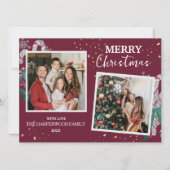 モダンエレガントBeres Christmas Family 2 Photo シーズンカード (正面)